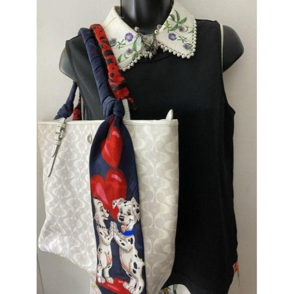 coach w customized w tie sash cream tan tote - Picture 8 of 11